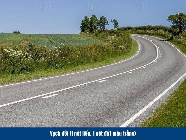 Vạch đ&ocirc;i m&agrave;u trắng gồm 1 n&eacute;t liền v&agrave; 1 n&eacute;t đứt chạy song song