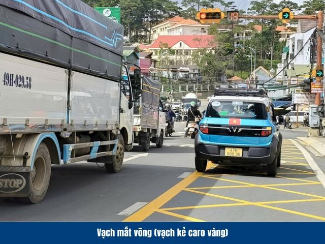 Vạch mắt v&otilde;ng l&agrave; loại vạch d&ugrave;ng để x&aacute;c định khu vực cấm dừng