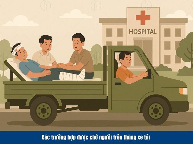C&aacute;c trường hợp được ph&eacute;p chở người tr&ecirc;n th&ugrave;ng xe tải