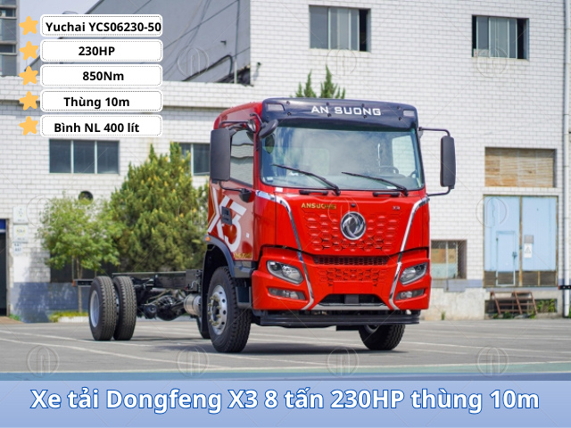 Xe tải Dongfeng X3 8 tấn 230HP thùng 10m
