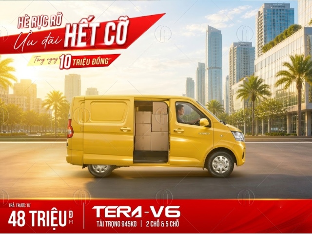 Van Tera-V6 tặng ngay 10 triệu đồng, trả trước chỉ từ 48 triệu