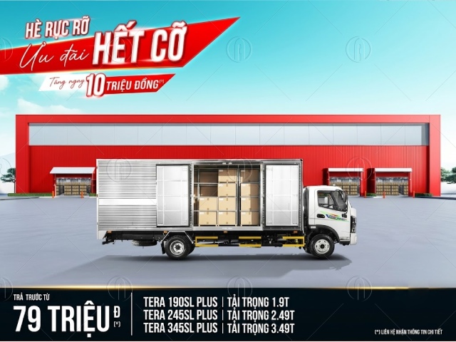Xe th&ugrave;ng d&agrave;i 6,3m tặng ngay 05 triệu đồng trả trước chỉ từ 79 triệu