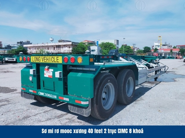 Mooc xương CIMC 40 feet 2 trục l&agrave; d&ograve;ng rơ mooc chuy&ecirc;n dụng d&agrave;nh cho vận tải quốc tế