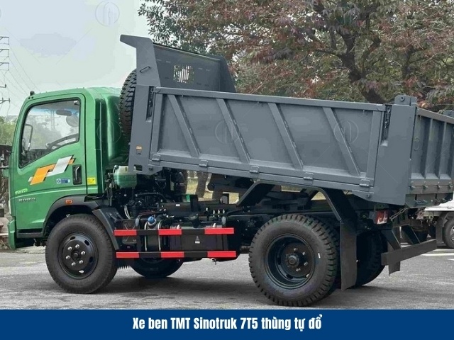 Xe tải ben TMT Howo Sinotruk 7T5 c&oacute; th&ugrave;ng ben từ th&eacute;p cường lực