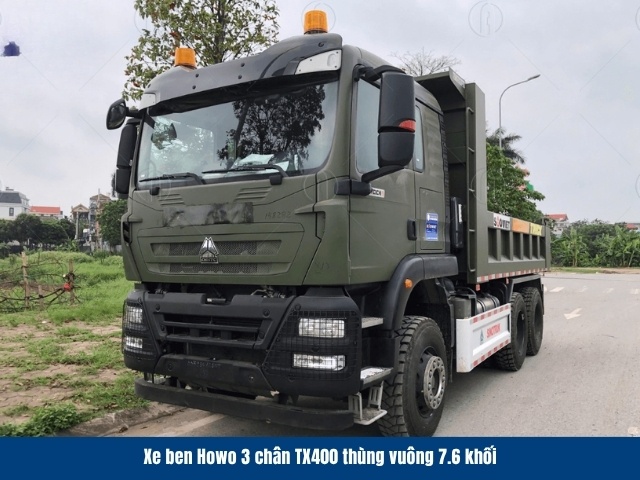 Xe ben Howo TX400 sở hữu th&ugrave;ng ben vu&ocirc;ng, thể t&iacute;ch chứa h&agrave;ng khoảng 7,6 m&sup3;