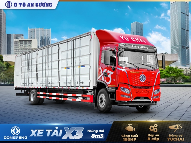 Xe tải Dongfeng X3 thùng container 8m3 180HP Xe tải Dongfeng X3 thùng container 8m3 180HP