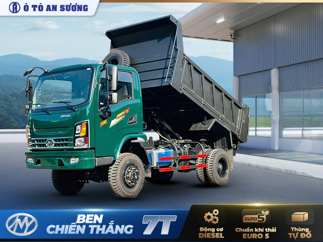 Xe ben Chiến Thắng 7 tấn 2 cầu E5 động cơ Yuchai mạnh mẽ