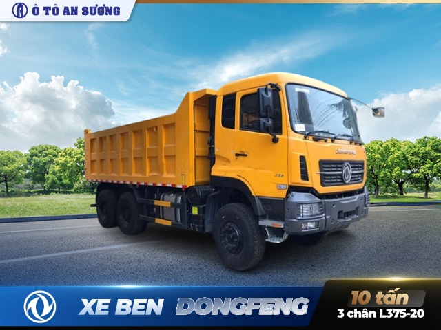 Xe ben dongfeng 3 chân L375-20 thùng vuông và thùng vát