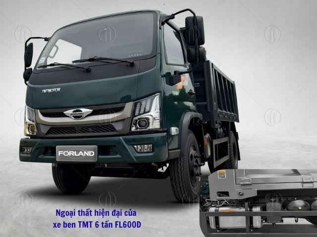 Ngoại thất hiện đại của xe ben TMT 6 tấn FL600D