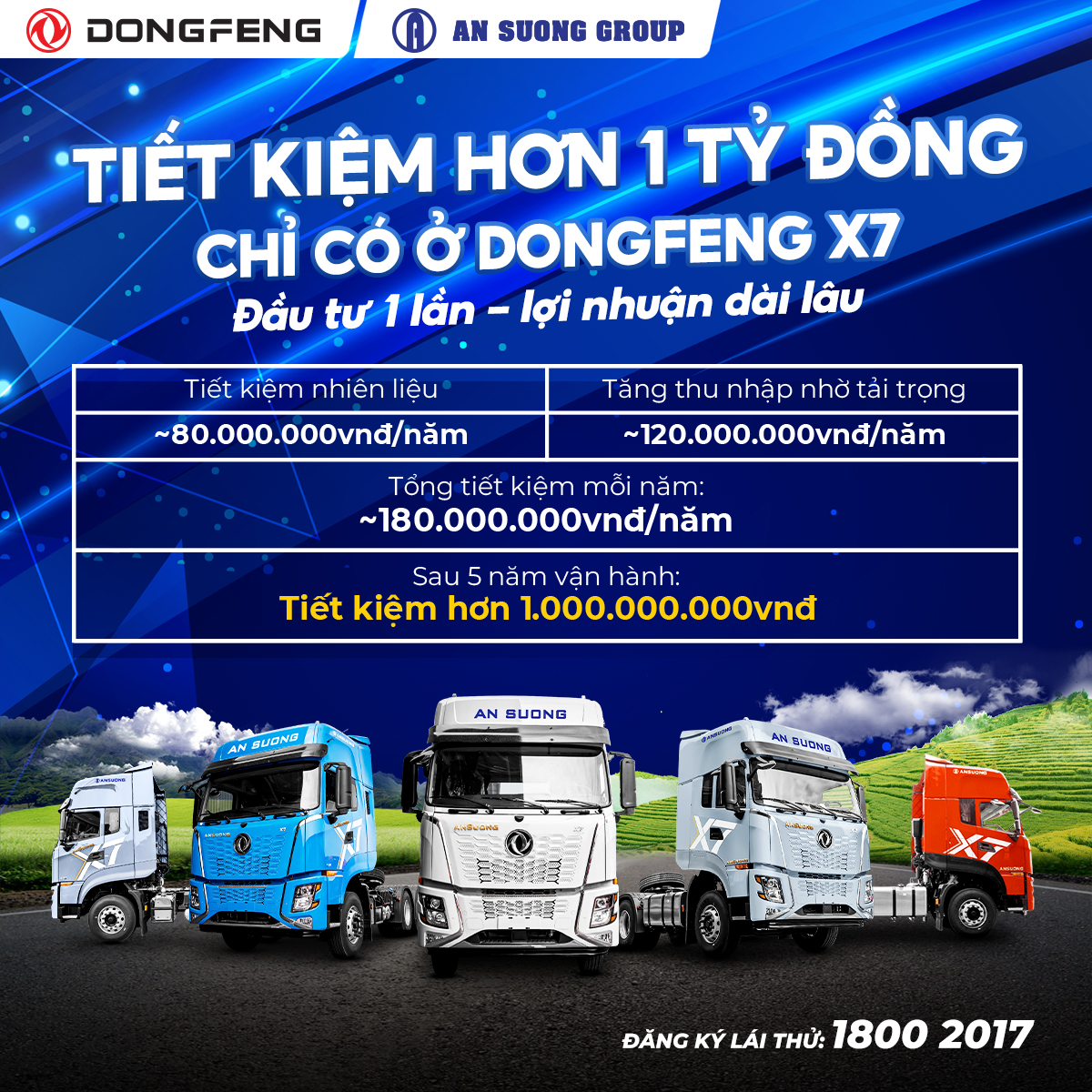 Cho phí vận hành xe đầu kéo dongfeng X7 thấp 
