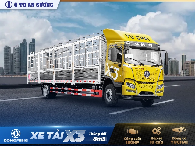 Xe tải Dongfeng X3 180HP th&ugrave;ng mui bạt 8m3 tải 9T4