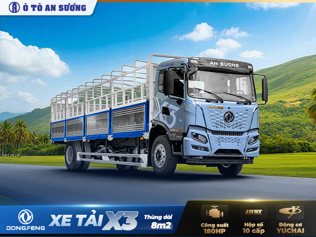 Xe tải Dongfeng X3 180HP thùng 8m2, dài 7m1