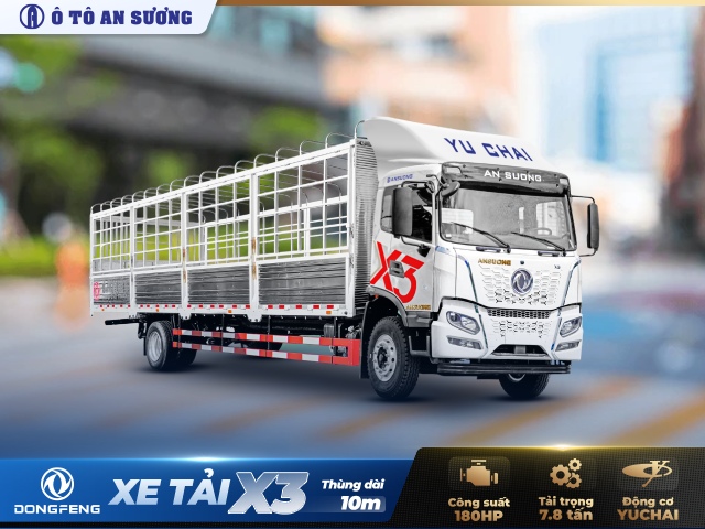 Kh&aacute;m ph&aacute; xe tải Dongfeng X3 180HP th&ugrave;ng mui bạt 10m