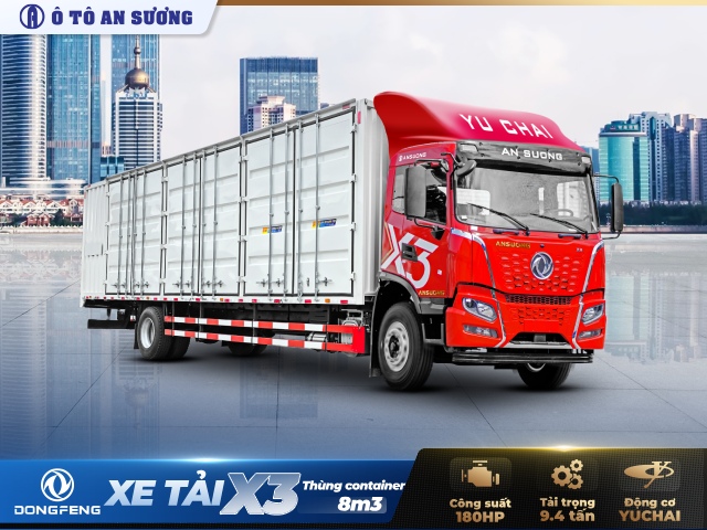 Xe tải Dongfeng X3 th&ugrave;ng container 8m3 180HP