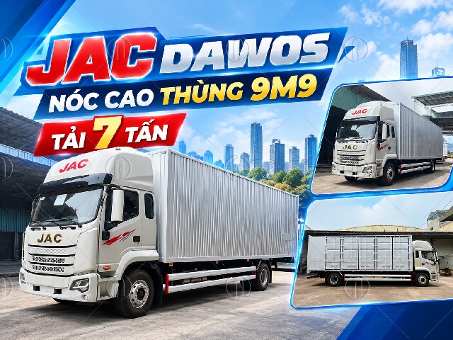 Jac Dawos nóc cao thùng kín 9m9 tải 7 tấn Jac Dawos nóc cao thùng kín 9m9 tải 7 tấn