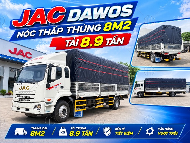 Jac Dawos nóc thấp thùng 8m2 tải 8.9 tấn Jac Dawos nóc thấp thùng 8m2 tải 8.9 tấn