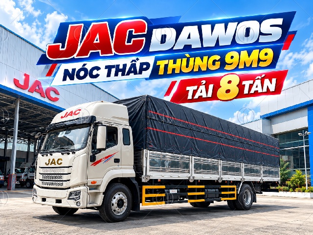 Jac Dawos nóc thấp thùng 9m9 tải 8 tấn Jac Dawos nóc thấp thùng 9m9 tải 8 tấn
