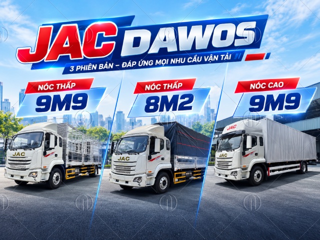 Jac Dawos có mấy phiên bản? So sánh 3 bản nóc thấp 8m2, 9m9 và nóc cao 9m9 Jac Dawos có mấy phiên bản? So sánh 3 bản nóc thấp 8m2, 9m9 và nóc cao 9m9