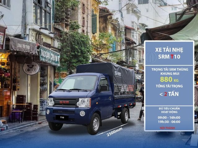 Phi&ecirc;n bản th&ugrave;ng khung mui SRM T10 c&oacute; k&iacute;ch thước 2.435 x 1.380 x 1.150/1.490 mm