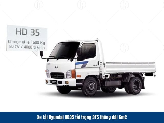 Xe tải Hyundai HD35 th&ugrave;ng 6m2 được trang bị động cơ Hyundai D4BH