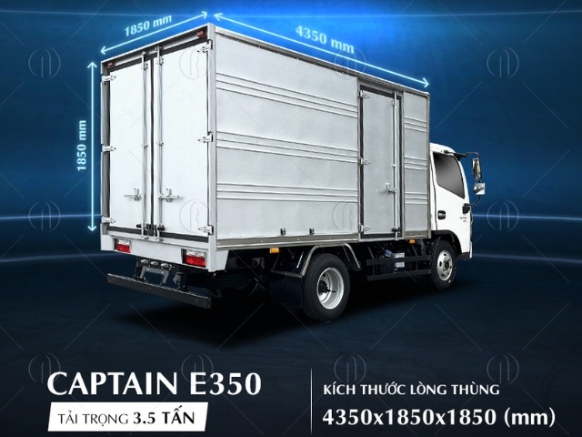TMT Captain E350 3.5 tấn mang đến không gian chứa hàng rộng rãi