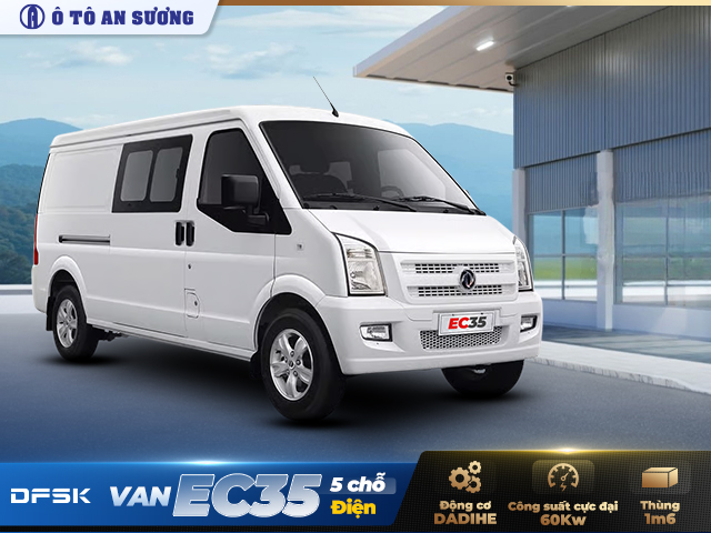 Xe tải van điện 5 chỗ EC35 thùng 1m6 tải trọng 945kg