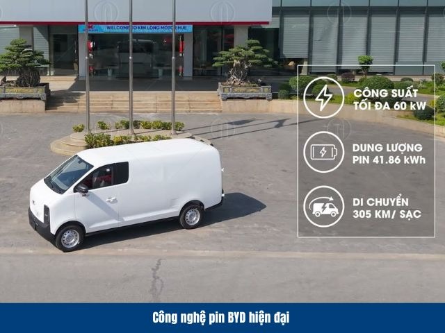 Xe tải van 2 chỗ GK48EV sở hữu hệ thống pin BYD mạnh mẽ