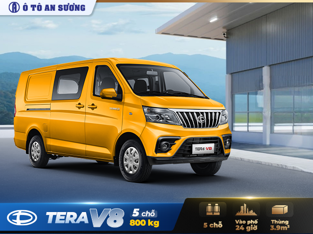 Van Tera V8 nội bật với thùng hàng to nhất phân khúc